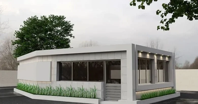 حیاط نمای بیرونی نمای سرامیک ساختمان یک طبقه