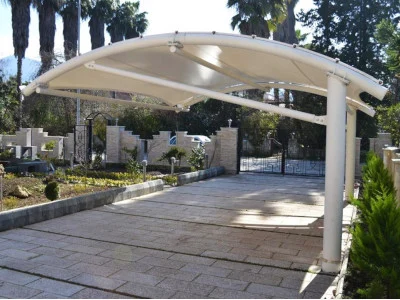 The parts used in the construction of the parking canopy